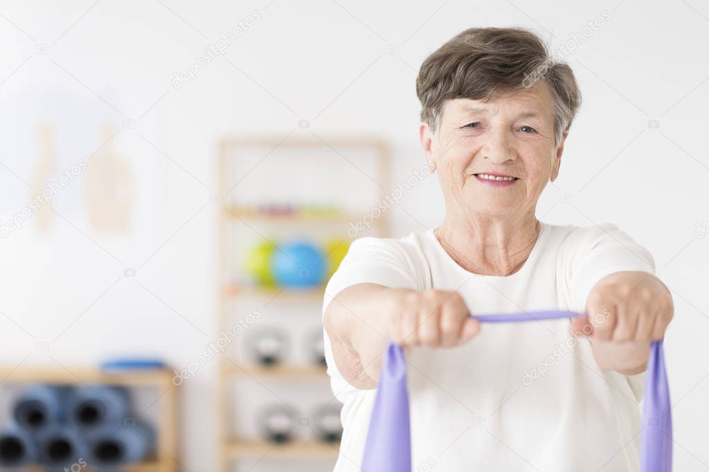 Active senior woman exercising