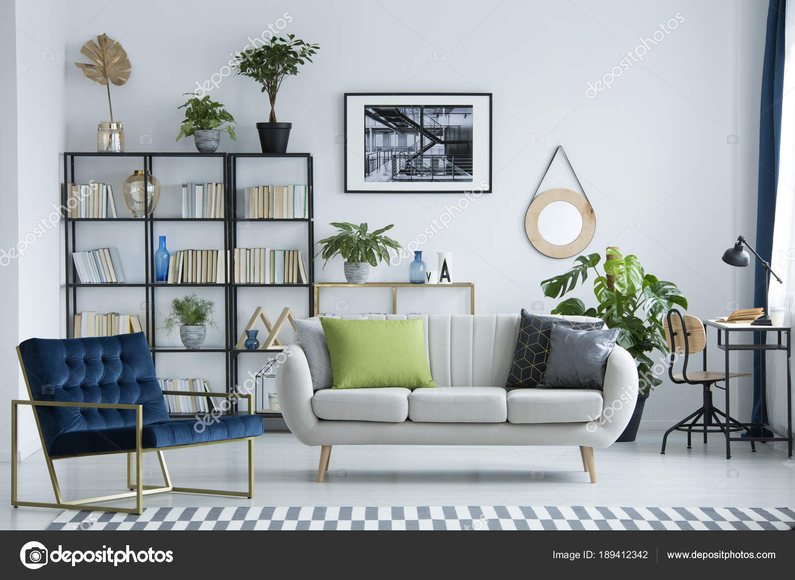 Grey Couch With Pillows Stock Photo Image By C Photographee Eu 189412342