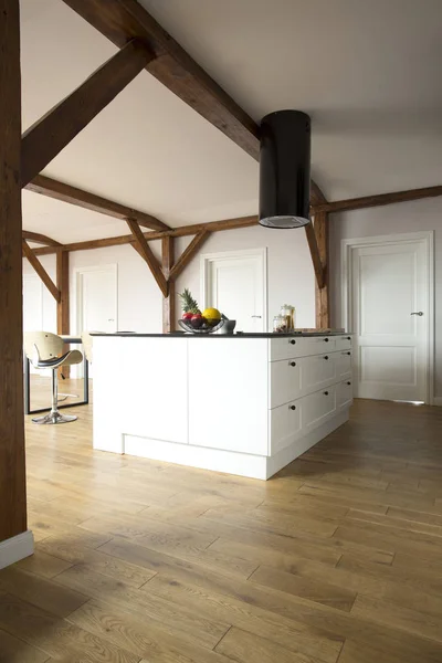 Ruangan terbuka luas dengan dapur — Stok Foto
