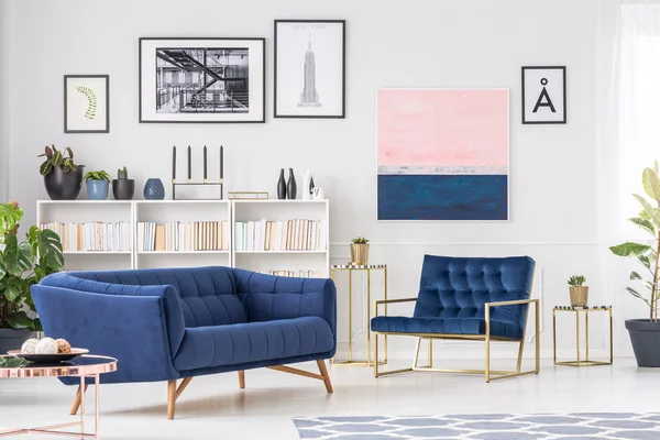 Navy blue sophisticated living room