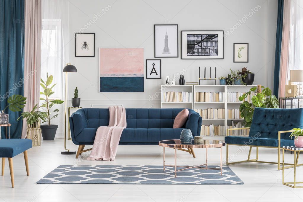 Pastel living room with gallery