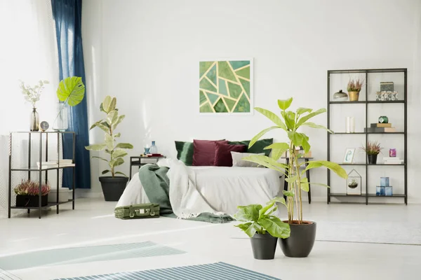 화이트 모던 디자인 침실 인테리어 — 스톡 사진