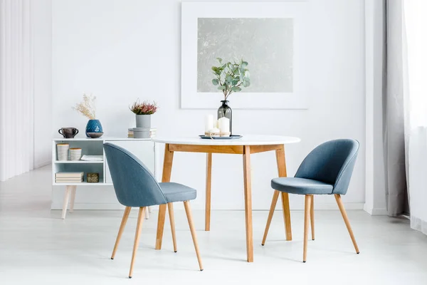 Grey and white dining room — Stock Photo, Image