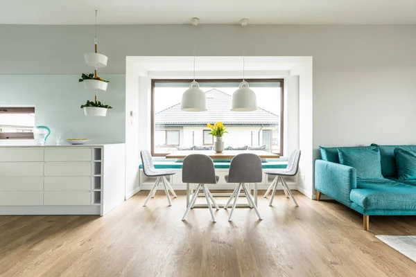 Grey chairs in white apartment — Stock Photo, Image