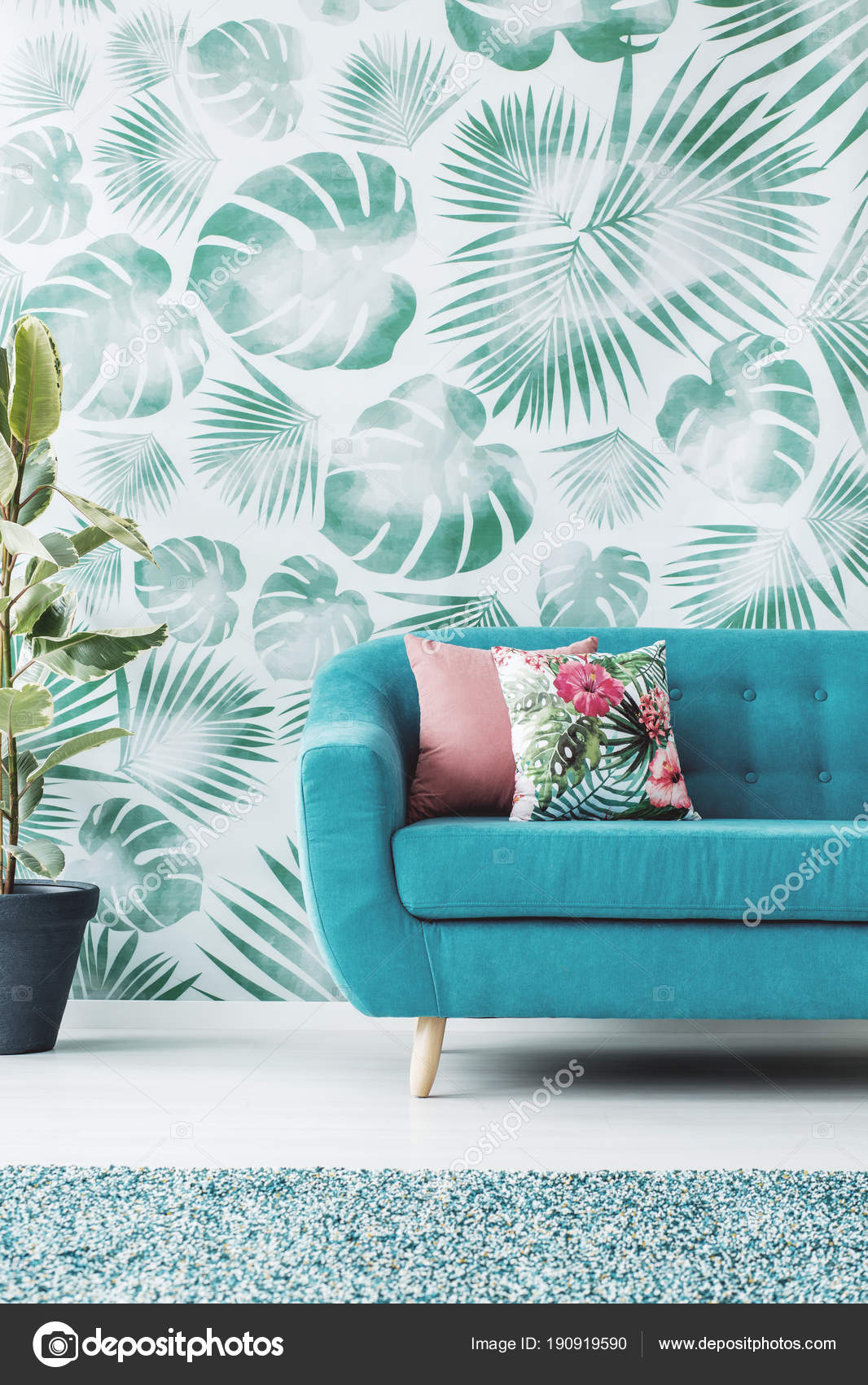 Groen en turquoise woonkamer — Stockfoto © photographee.eu #190919590 Groen en turquoise woonkamer — Stockfoto © photographee.eu #190919590