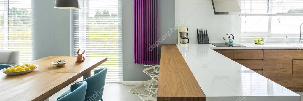 Modern violet kitchen interior