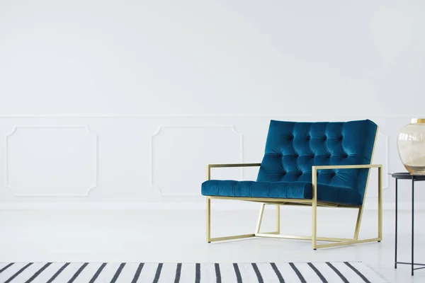 Minimalist interior with blue armchair — Stock Photo, Image