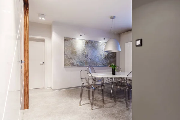 White and gray dining room — Stock Photo, Image