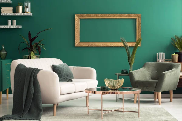 Verde sala de estar interior — Fotografia de Stock