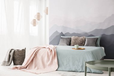 Pastel yatak odası iç Dağı