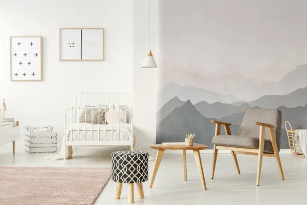 Scandi kids 's bedroom interior — Stockfoto