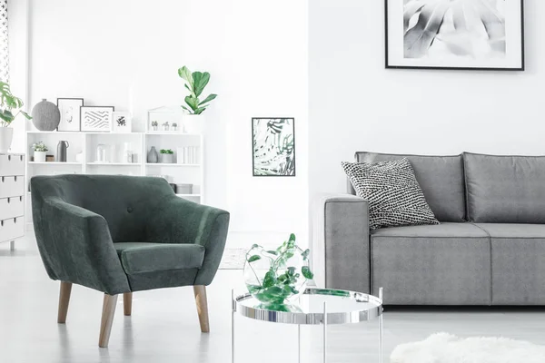 Apartamento verde e cinza interior — Fotografia de Stock
