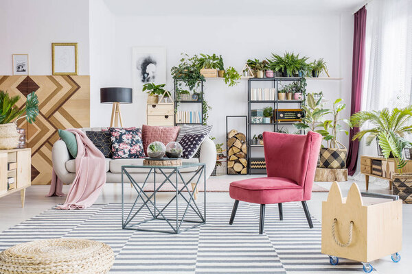 Metal table on carpet