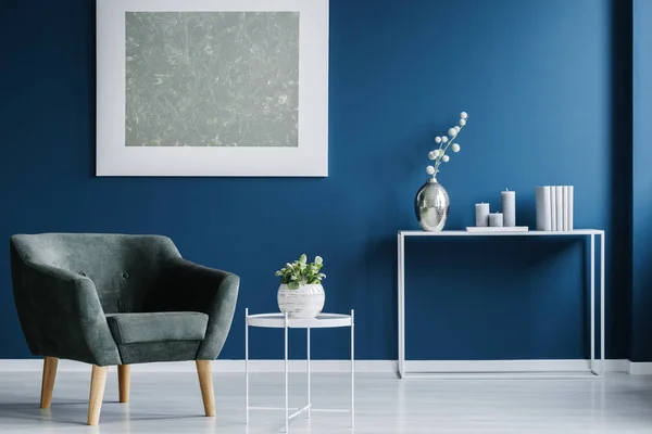 Navy blue living room interior — Stock Photo, Image