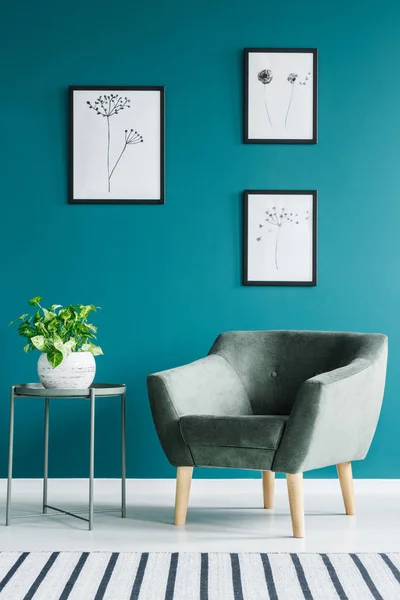 Verde e azul quarto mínimo — Fotografia de Stock