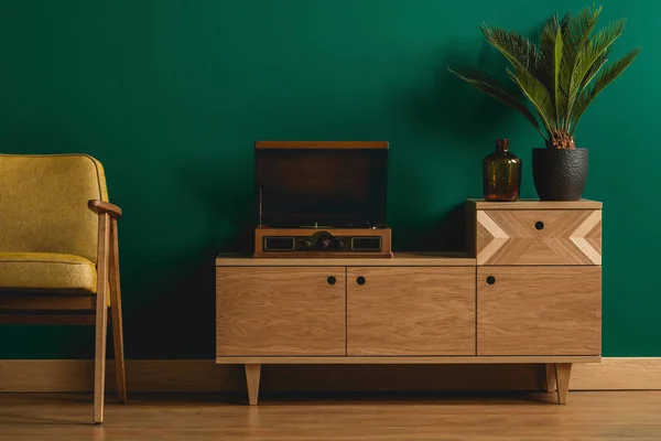 Wooden dresser with record player — Stock Photo, Image