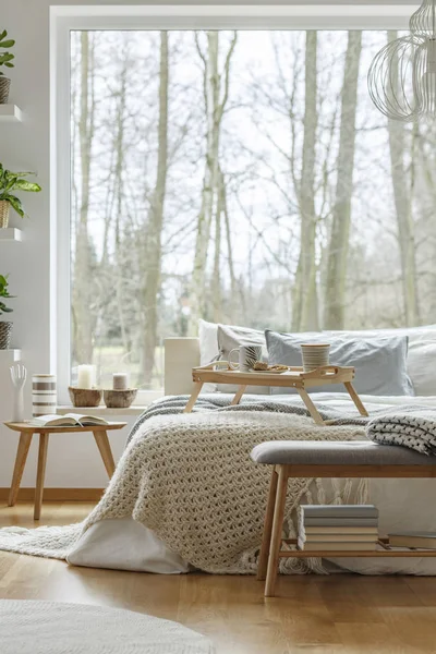 Natürliche Schlafzimmer Innenraum des Hauses — Stockfoto