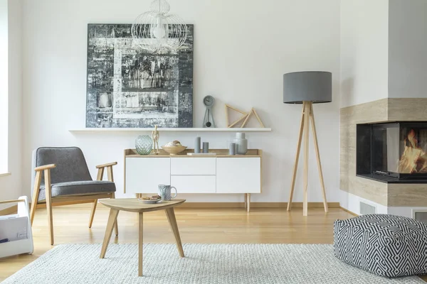 Scandi graues Wohnzimmer Interieur — Stockfoto