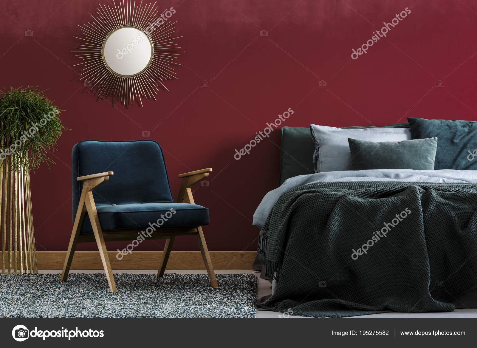 Dark Red Room Decor Dark Red Bedroom Interior Stock