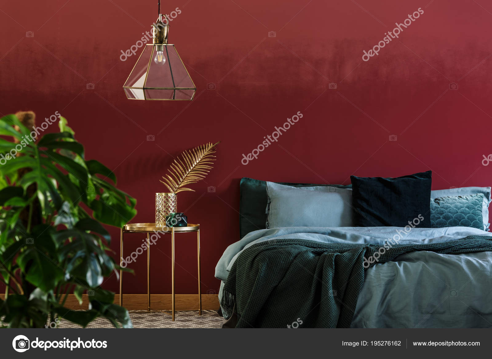 Red And Green Bedroom Interior Stock Photo C Photographee