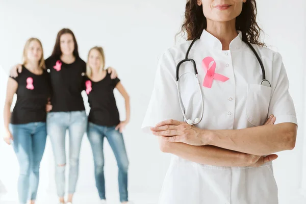 Gruppo Donne Consapevoli Che Lottano Contro Cancro Seno — Foto Stock