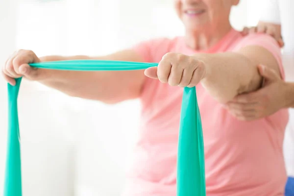 Close Hands Stretching Resistance Band — Stock Photo, Image