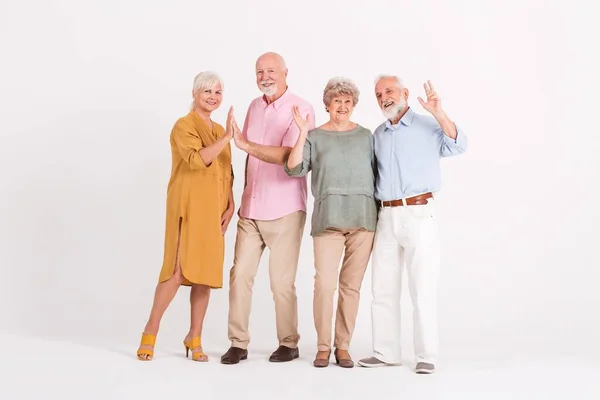 Group Elegant Senior Happy People White Interior — Stock Photo, Image