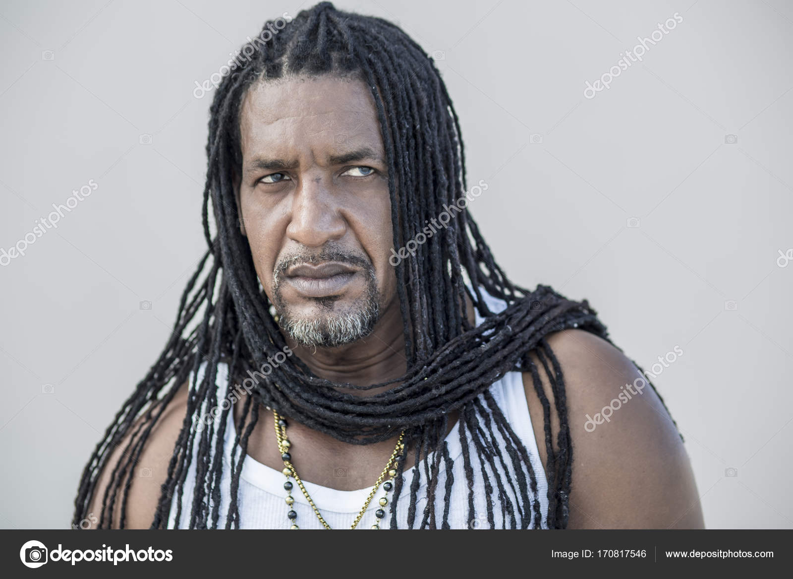 Portrait Of Adult Strong Black Men With Long Dreadlocks And