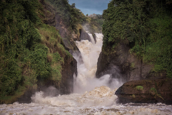 powerful Murchison falls in the upper reaches of the Nile river, Africa