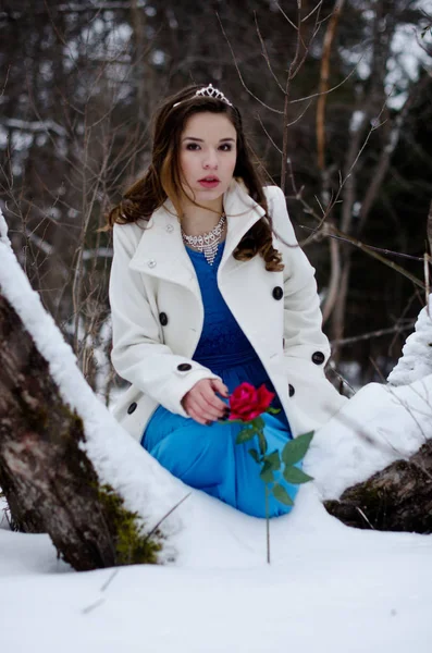 Retrato de inverno de uma menina bonita — Fotografia de Stock