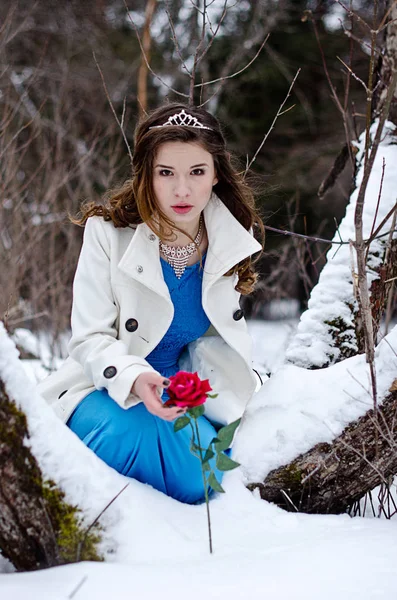 Retrato de inverno de uma menina bonita — Fotografia de Stock