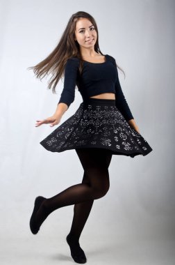 beautiful girl in skirt and top