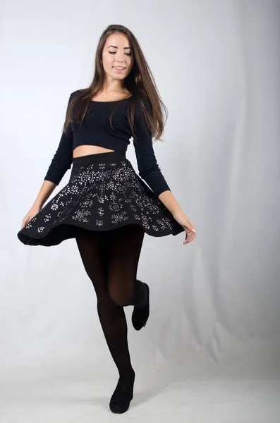 beautiful girl in skirt and top