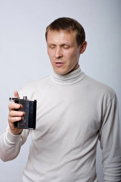 The man with the flask of water — Stock Photo, Image