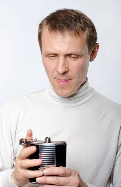 The man with the flask of water — Stock Photo, Image