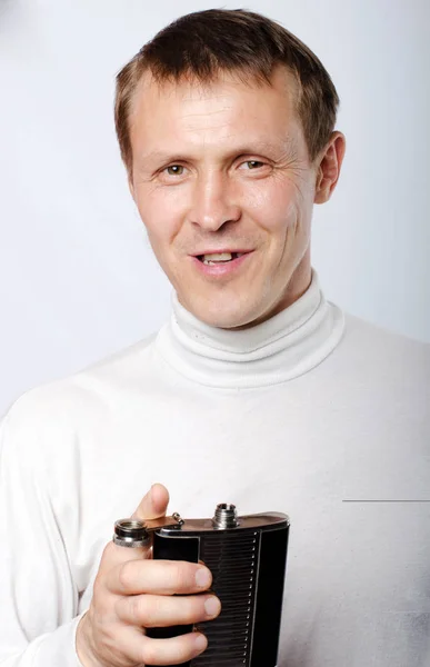 The man with the flask of water — Stock Photo, Image