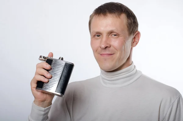 The man with the flask of water — Stock Photo, Image
