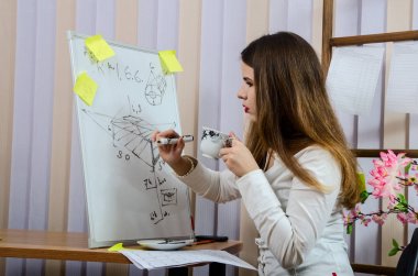 çizim araçları ile güzel kız