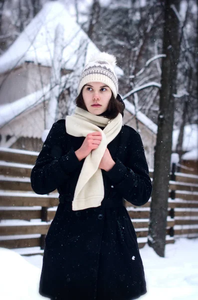 Girl Coat Winter Park — Stock Photo, Image