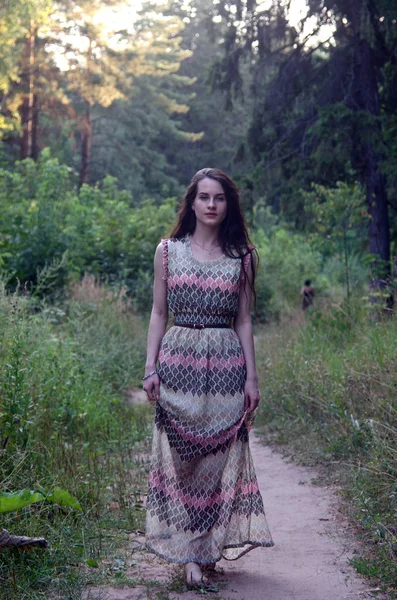 Schöne Mädchen Einem Kleid — Stockfoto