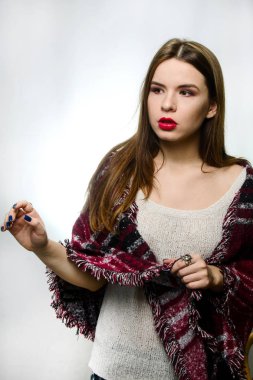 renkli Chalet güzel kız