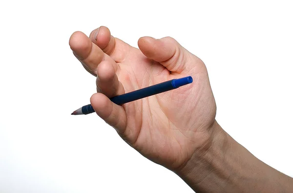 Bir Adam Elinde Kalemle Oynuyor — Stok fotoğraf