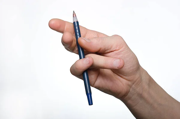 Mężczyzna Bawi Się Długopisem Dłoniach — Zdjęcie stockowe