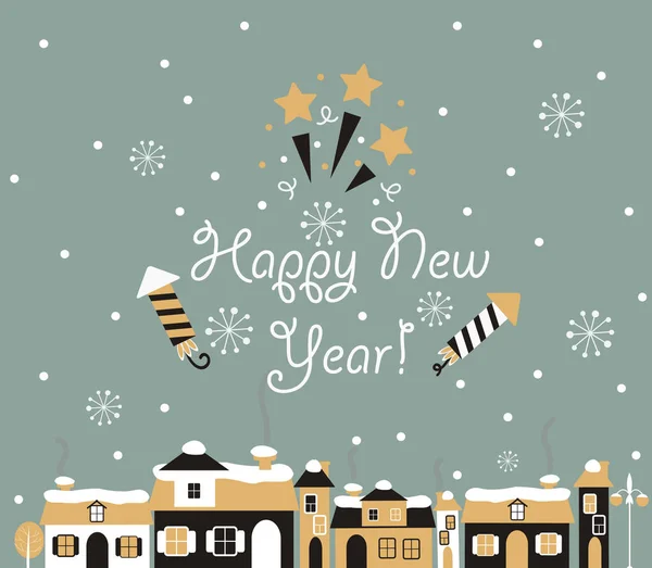 Szczęśliwego nowego roku kartka z życzeniami — Wektor stockowy