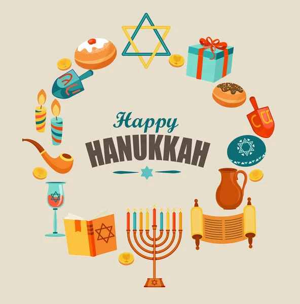 Tarjeta de felicitación feliz Hanukkah. — Vector de stock