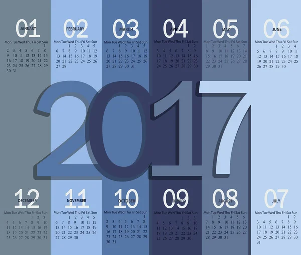 Vorlage moderner Kalender für 2017 — Stockvektor