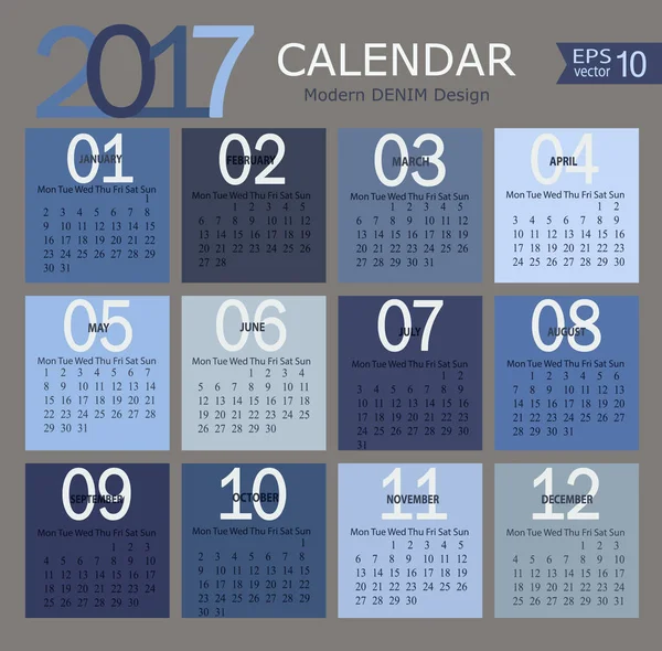 Modèle de calendrier 2017 . — Image vectorielle