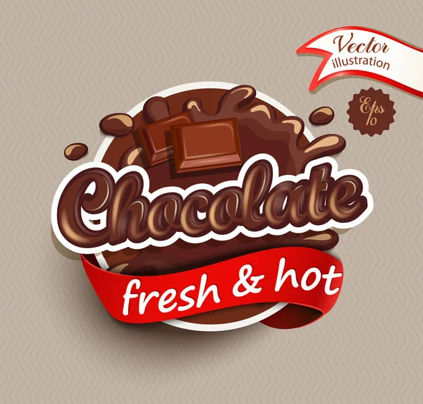 Gouttes de chocolat et blot avec lettrage . — Image vectorielle