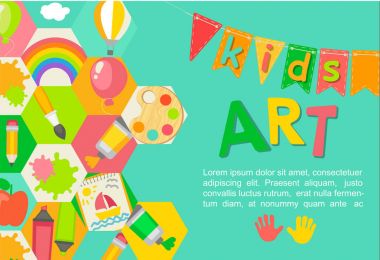 Temalı çocuklar sanat poster.