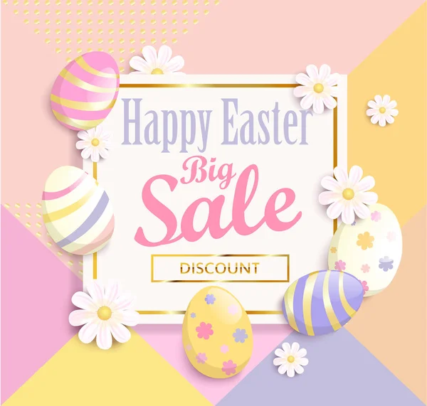 Happy Easter big sale banner. — Stock Vector